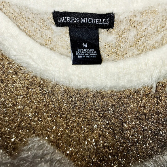 Lauren Michelle Metallic Fluffy Sweater Holiday Christmas New Years Party M - Picture 3 of 7